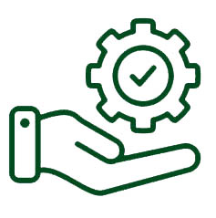 gear and hand icon used by Halker to show collaboration